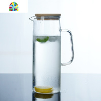 耐热可高温冷水壶玻璃水壶凉水壶大容量花茶壶水杯扎壶果汁壶套装 FENGHOU 1500ml竹盖壶+2园趣杯+竹排