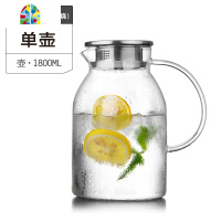 耐热玻璃 透明冷水壶凉水壶瓶果汁壶水杯水具套装 FENGHOU 1800ml/PP把一壶二杯烧水壶