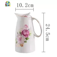 家用凉水壶大容量陶瓷茶壶可高温冷水壶花茶壶创意水杯水具 FENGHOU [贵妃醉酒]6杯1壶1瓷盘-2L
