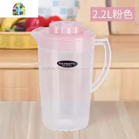 塑料冷水壶大容量耐热家用凉水壶豆浆果汁花茶壶可高温扎壶凉水杯 FENGHOU 2.2升单壶-北欧粉烧水壶