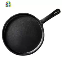 封后铸铁无涂层平底煎锅家用烙饼锅手抓饼摊咸食烧烤盘鏊子通用 FENGHO 长26cm平底锅送四件套+麻绳油刷铲子刮板竹蜻