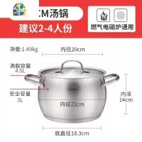 304不锈钢汤锅加厚熬汤煲粥辅食锅燃气电磁炉家用涨形苹果锅 FENGHOU 20x14cm汤锅(TL2014XR)