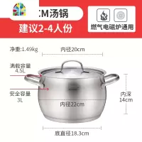 304不锈钢汤锅加厚熬汤煲粥辅食锅燃气电磁炉家用涨形苹果锅 FENGHOU TL2014XRST1