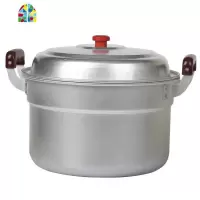 大铝锅蒸锅加厚加深老式铝汤锅家用超大号烧水锅小 FENGHOU 特厚22cm(内径)+1个蒸片