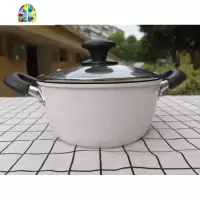 汤锅不粘锅日式白色20cm加厚煮面粥家用炖锅电磁炉煤气 FENGHOU 20cm小白汤锅送盖子