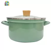 北欧风珐琅搪瓷锅加厚双耳家用防溢型22cm汤锅电磁炉燃气 FENGHOU 绿单把奶锅