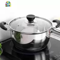 不锈钢汤锅加厚家用小火锅煮粥煲汤不粘锅奶锅炖锅电磁炉锅具 FENGHOU 16cm[韩式汤锅]