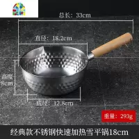 不锈钢雪平锅日式不粘锅单柄奶锅商用麻辣烫锅家用汤锅加厚汤粉锅 FENGHOU 雪平锅[22cm钢柄]特厚