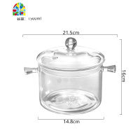可明火可高温家用玻璃透明双耳汤锅养生煲粥炖锅小号烧水锅 FENGHOU