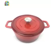 24cm直径 铸珐琅汤锅 圆形加厚生锅锅电磁炉 FENGHOU 玫红色24cm