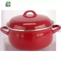 加厚锅经典红22cm 3.9L手工珐琅锅炖煮锅深浅汤锅 FENGHOU 22cm中国红日式锅-盖