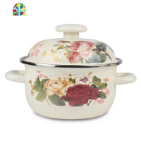 加厚珐琅锅大容量汤锅燃气通用家用双耳炖锅 汤锅 FENGHOU 玫瑰佳人褔锅