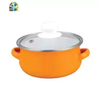 木易食堂 珐琅搪瓷汤锅粉色蓝侣款小清新泡面容器16- FENGHOU 浅绿色18cm