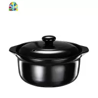 陶瓷砂锅煲汤家用明火燃气汤锅耐热不开裂炖锅 FENGHOU 黑色1.8L