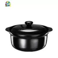 陶瓷砂锅煲汤家用明火燃气汤锅耐热不开裂炖锅 FENGHOU 黑色2.4L