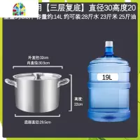 汤桶不锈钢桶商用带盖圆桶卤煮水桶大容量复合底电磁炉不锈钢汤锅 FENGHOU 复底直径30高度20