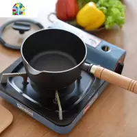无涂层铸铁奶锅宝宝辅食汤锅不粘婴幼儿小锅热牛奶煮面炖炸锅 FENGHOU 16cm木柄奶锅送油刷一只