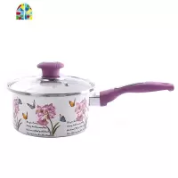 锅加厚韩式时尚奶锅单柄小汤锅电磁炉燃气锅18cm FENGHOU 岁月如花18cm