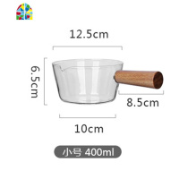 明火可高温玻璃小奶锅家用辅食锅婴儿煎煮一体锅单人带手柄泡面锅 FENGHOU 大号600ml