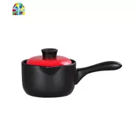 小奶锅陶瓷可高温砂锅家用明火带手柄热奶锅导流口防烫宝宝热粥锅 FENGHOU 1L小熊盖奶锅