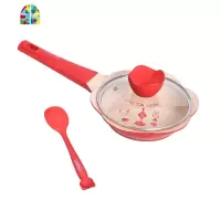 韩国宝宝锅婴儿辅食小奶锅带蒸屉迪迪尼卡儿童煎锅煮粥锅 FENGHOU 粉色花瓣奶锅+勺子+盖子+置换(赠油刷和洗锅绵)