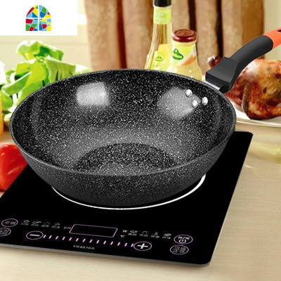 炒锅不粘锅铁锅多功能炒菜锅电磁炉平底锅家用适用锅 FENGHOU 32CM[锅+盖]