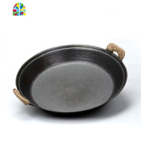 老式铸铁煎锅双耳生铁煎包锅平底锅家用商用摊饼锅煎饺锅 FENGHOU 40厘米送(可视盖+锅刷+绑绳)不能用