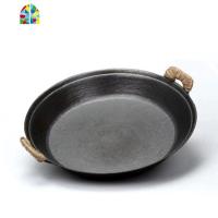 老式铸铁煎锅双耳生铁煎包锅平底锅家用商用摊饼锅煎饺锅 FENGHOU 40厘米送(木盖+锅刷+绑绳)不能用