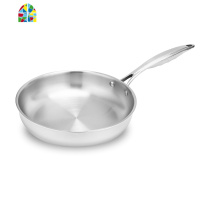 304不锈钢煎锅三层钢平底不粘加厚煎牛排煎锅燃气电磁炉 FENGHOU 24煎锅[带不锈钢盖]