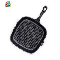 牛排专用锅铸铁煎锅条纹烤肉盘家用牛扒锅无涂层平底锅电磁炉 FENGHOU 23.5cm木手柄牛排锅+牛排锤