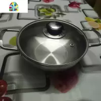 不锈钢平底锅火锅金色拉面锅海鲜锅小龙虾干锅盆双耳小炒锅清汤锅 FENGHOU 22CM金色无盖(送1金色勺
