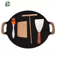 家用摊煎饼工具杂粮煎饼果子摆摊烙饼鸡蛋饼锅铁板平底鏊子 FENGHOU 直径42厘米厚10毫米煎锅