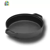 铸铁平底锅加厚煎锅无涂层锅家用煎饼锅烙饼锅多用炖锅 FENGHOU 铁把35cm有盖+木铲手套