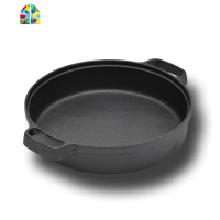 铸铁平底锅加厚煎锅无涂层锅家用煎饼锅烙饼锅多用炖锅 FENGHOU 铁把35cm木盖+木铲手套