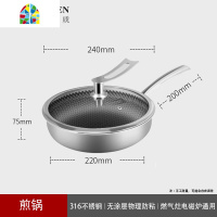 316不锈钢平底锅锅煎锅家用牛排锅无涂层煎蛋锅烙饼锅 FENGHOU 28CM锅