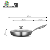 不锈钢煎锅烙饼锅家用炒菜锅电磁炉煤无涂层不沾平底锅 FENGHOU 28CM全屏煎锅不带盖