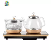 全自动底部上水电热水壶玻璃泡茶具电磁茶炉自吸抽水烧水壶套装 FENGHOU 黑色烧水煮茶款(37x20)