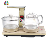 全自动烧水壶自动上水茶具套装功夫茶泡茶家用玻璃电茶炉茶台一体 FENGHOU 黑色带彩屏玻璃壶款