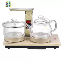全自动烧水壶自动上水茶具套装功夫茶泡茶家用玻璃电茶炉茶台一体 FENGHOU 黑色带彩屏玻璃壶款