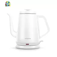 北欧欧慕电热水壶 家用手冲咖啡随手泡茶专用烧水壶 不锈钢电茶壶 FENGHOU 白色竹盘套壶