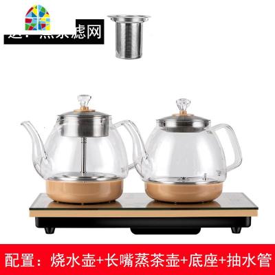全自动底部上水电热烧水壶玻璃抽水泡茶壶煮茶器嵌入电磁茶炉套装 FENGHOU 金色烧水+蒸煮两用款