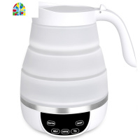 便携折叠式电热水壶旅行迷你小型硅胶保温烧水壶多电压多档温控 FENGHOU 旋钮款+旅行套装