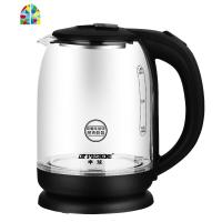 蓝光玻璃电热水壶家用2.0L不锈钢大容量电水壶自动断电透明烧水壶 FENGHOU 白色2.0L(双金温控)线长150cm