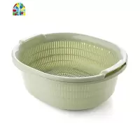 素色双层洗菜盆厨房沥水盆 塑料水果篮洗菜篮子漏盆 FENGHOU
