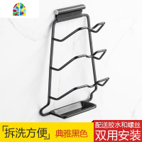 北欧锅盖架免打孔壁挂式家用太空铝厨房置物架黑色锅盖收纳架 FENGHOU 双层锅盖架