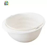 双层旋转洗菜篮子塑料厨房淘米洗菜盆家用客厅创意水果盘 FENGHOU 米白色