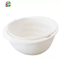 双层旋转洗菜篮子塑料厨房淘米洗菜盆家用客厅创意水果盘 FENGHOU 粉白色