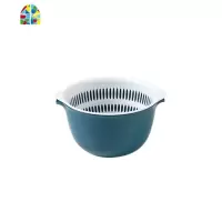 塑料双层镂空沥水洗菜篮家用蔬菜收纳篮厨房水果蓝子洗菜盆 FENGHOU 长方形浅灰