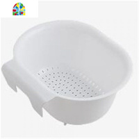 可挂式水沥水架厨房洗菜篮水池滤塑料洗菜盆 FENGHOU 玫白色