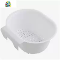 可挂式水沥水架厨房洗菜篮水池滤塑料洗菜盆 FENGHOU 白色
